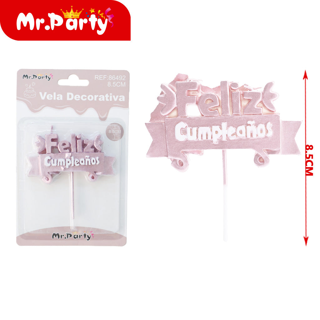 Vela Decorativa “Feliz Cumpleaños” Metálica | Efecto Brillo para Pastel 🎂✨