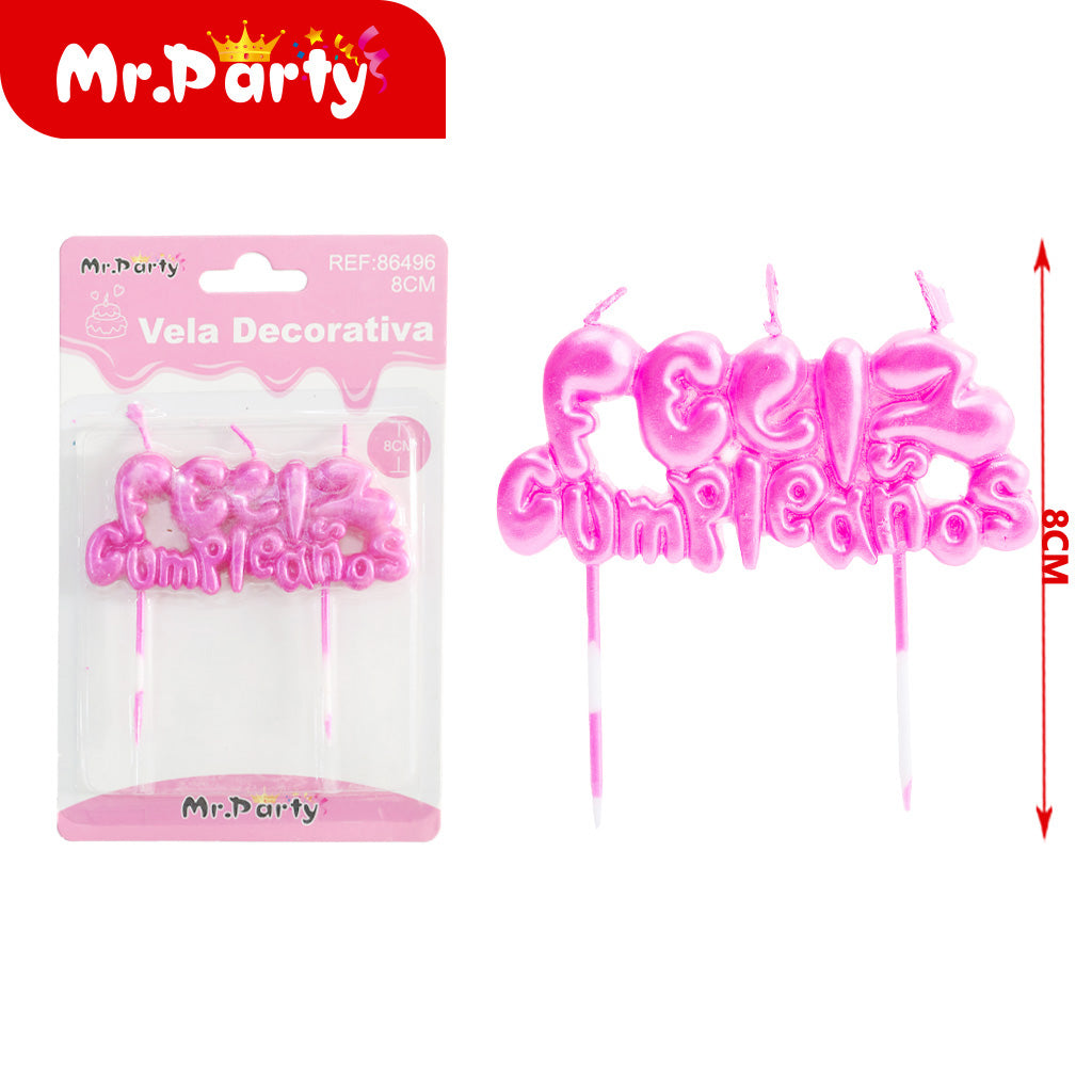 Vela Decorativa “Feliz Cumpleaños” Metálica | Efecto Brillo para Pastel 🎂✨