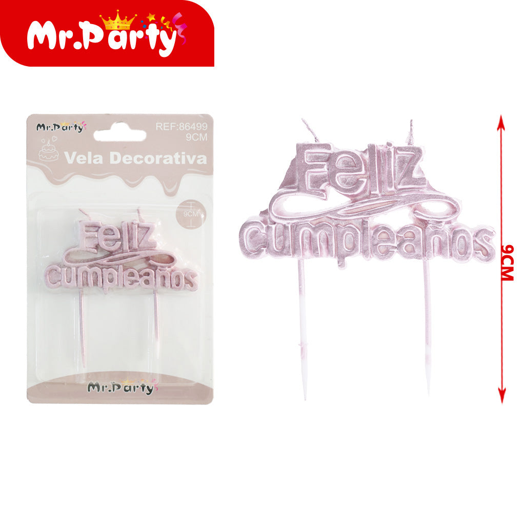 Vela Decorativa “Feliz Cumpleaños” Metálica | Efecto Brillo para Pastel 🎂✨