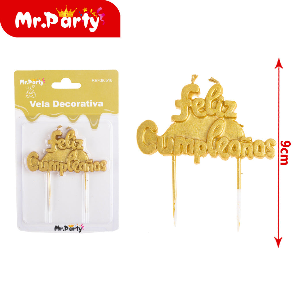 Vela Decorativa para Pastel (Letreros: “Feliz Cumpleaños”, “Mi Bautizo”, “Feliz Día”) ✨🎂