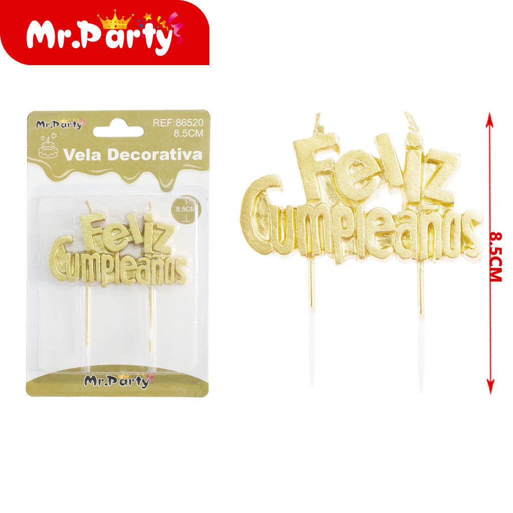 Vela Decorativa para Pastel (Letreros: “Feliz Cumpleaños”, “Mi Bautizo”, “Feliz Día”) ✨🎂