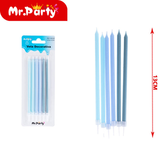 6 varillas de cera de 13 cm en azul degradado (12paquetes)