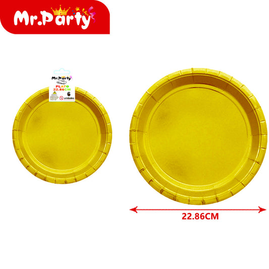 Plato redondo de 9 pulgadas/6 piezas 300 g color solido sin (12paquetes)