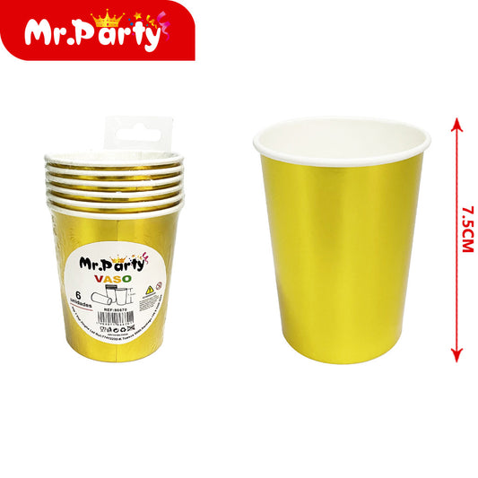Vasos de papel 6 piezas/paquete 230 g color solido sin patrÃ³ (12paquetes)