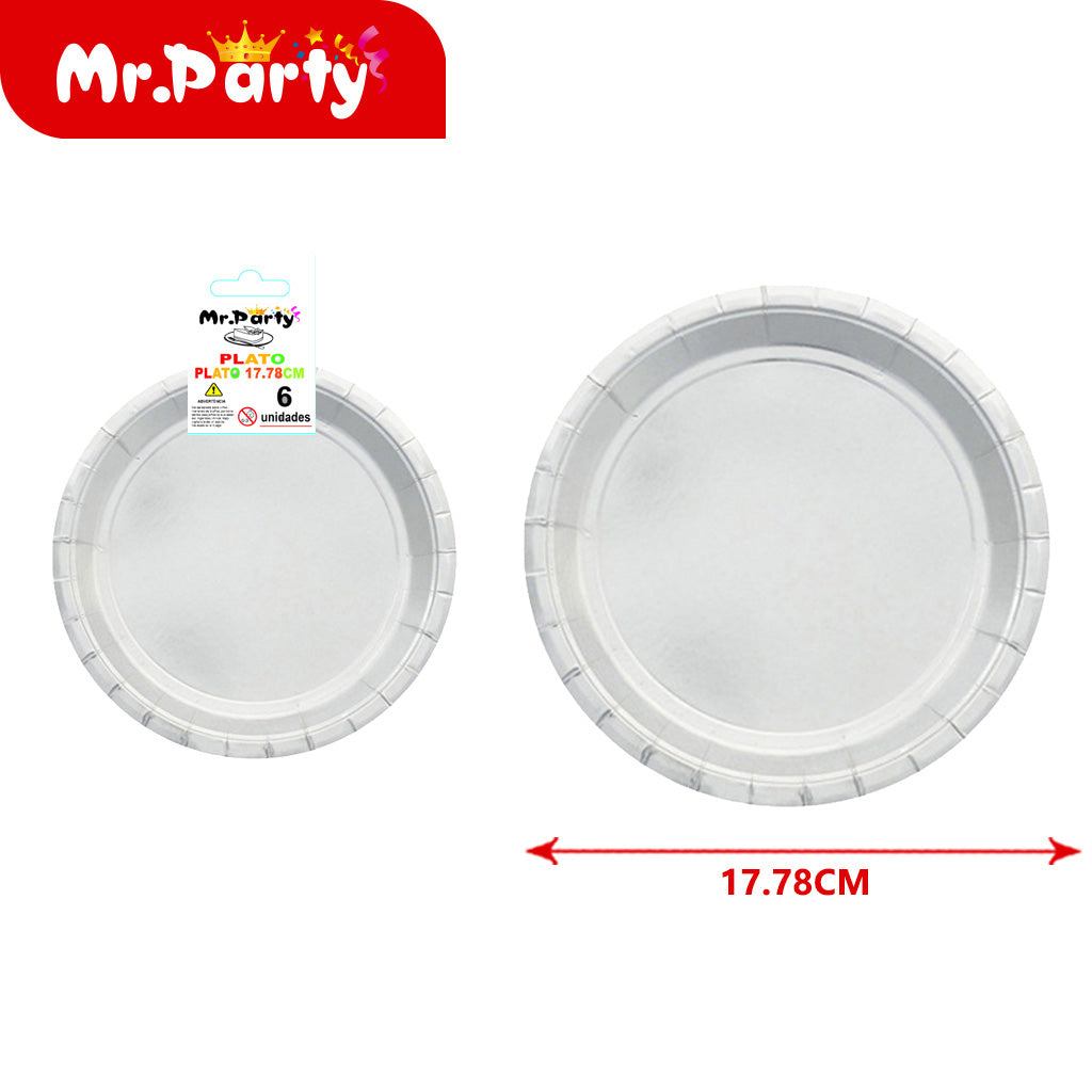 Plato redondo de 7 pulgadas/6 piezas 300 g color solido sin (12paquetes)