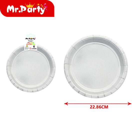 Plato redondo de 9 pulgadas/6 piezas 300 g color solido sin (12paquetes)