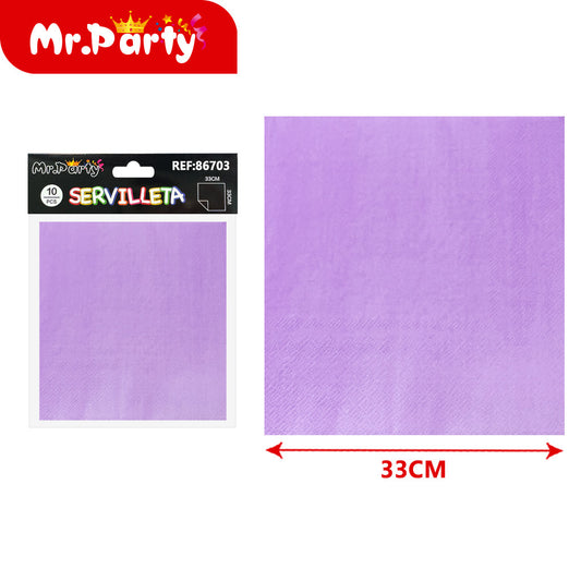 Servilleta de 10 piezas de color morado claro (12paquetes)