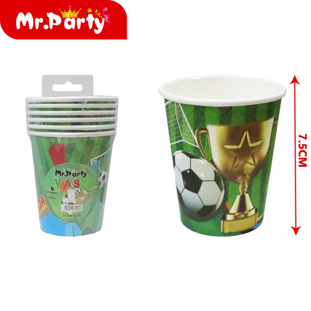 Platos y Vasos Fiesta de Fútbol ⚽️ GOOOAL!! | Decoración para Cumple & Partidos 🎉- 12 pzas Mayoreo