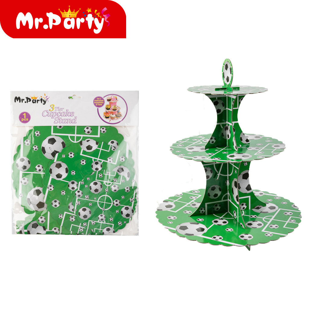 Soporte para Cupcakes 3 Niveles Tema Fútbol ⚽️ | Exhibidor para Mesa de Dulces