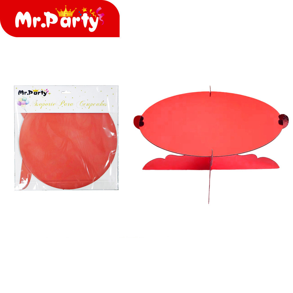 Soporte para pastel de una sola capa con borde redondo rojo (12paquetes)