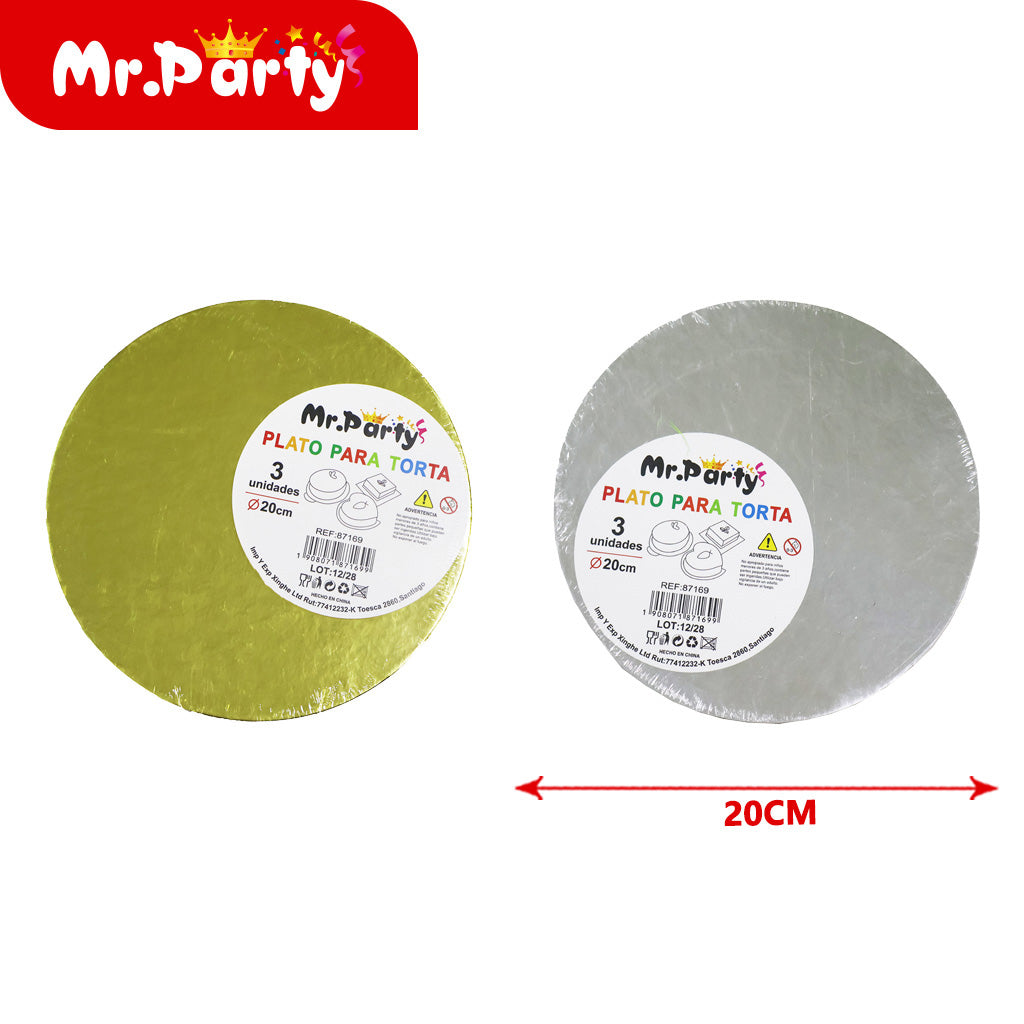 Molde redondo para pastel de 2 mm 3 piezas 20 cm (12paquetes)
