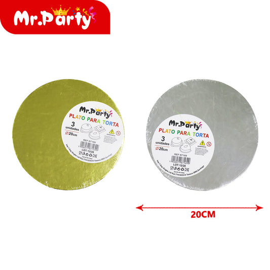 Molde redondo para pastel de 2 mm 3 piezas 20 cm (12paquetes)