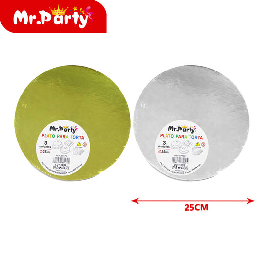 Molde redondo para pastel de 2 mm 3 piezas 25 cm (12paquetes)