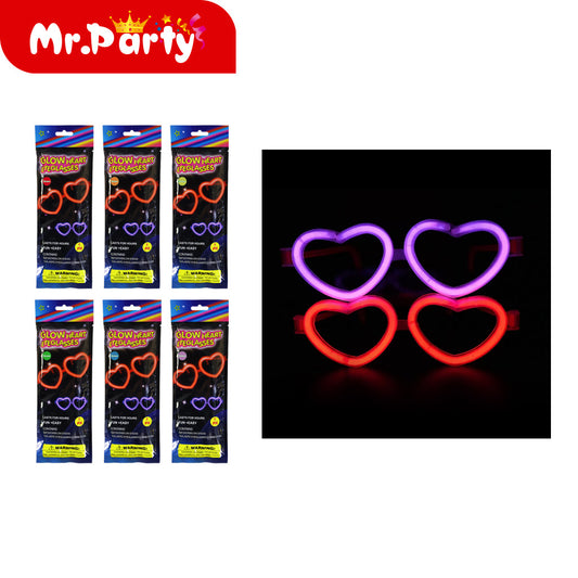 Ghe02 gafas fluorescentes con forma de corazón dimensiones: (12paquetes)