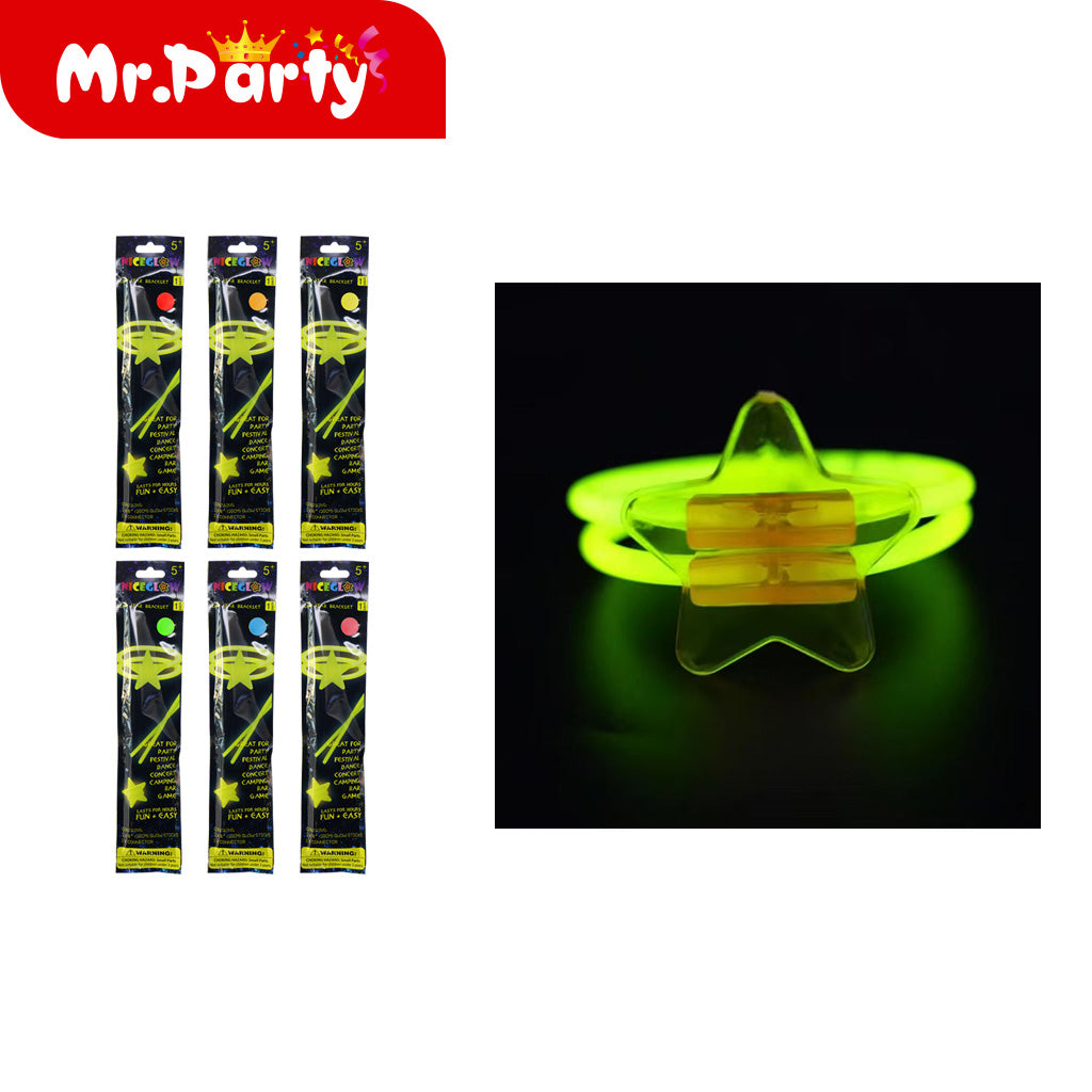Gsb02 pulsera fluorescente de estrella de cinco puntas dimen (12paquetes)