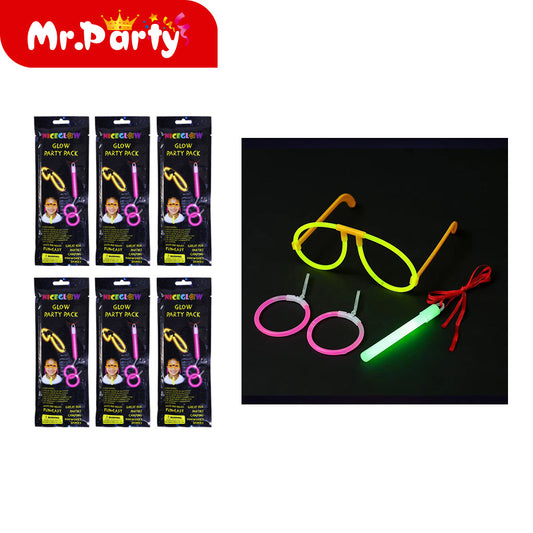Gpp03 set de fiesta de aretes gafas y collar dimensiones: 10 (12paquetes)