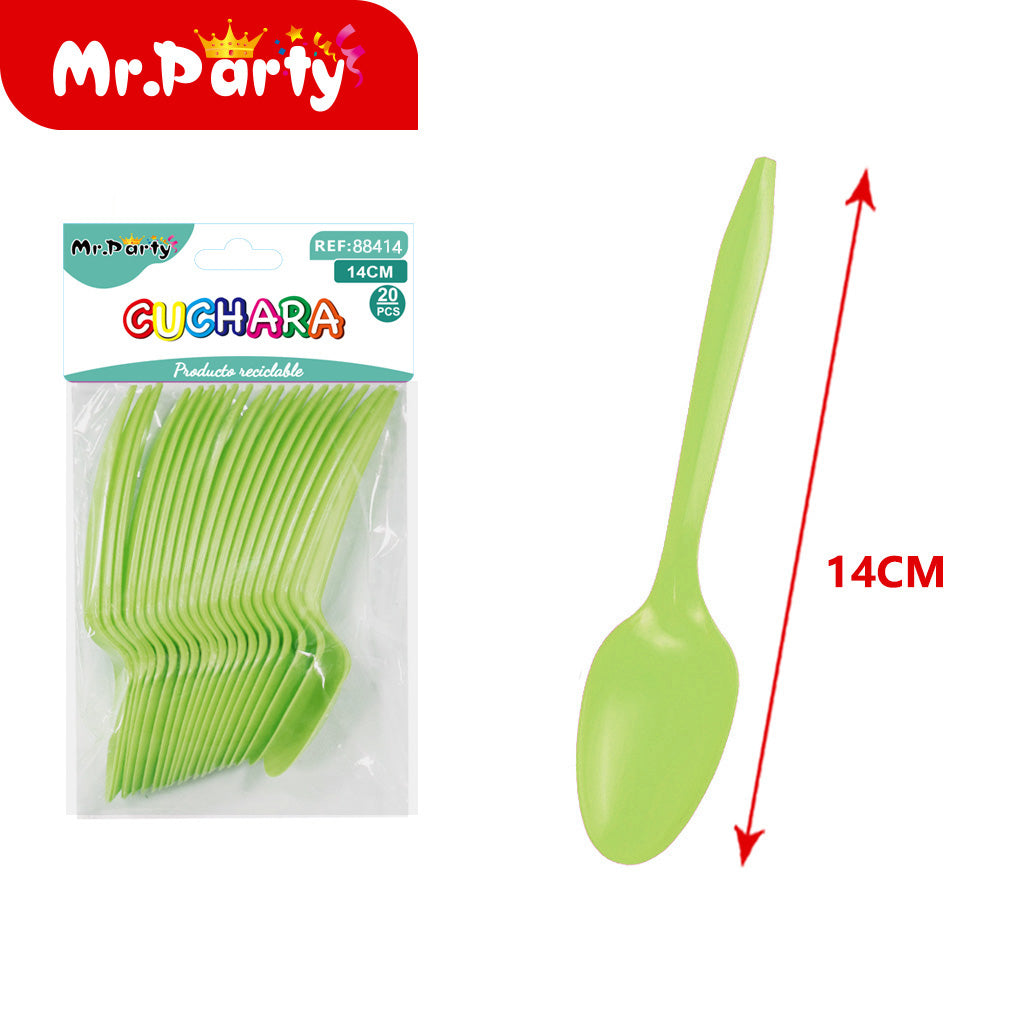 Cucharas de Plástico 14 cm (20 pzas) | Colores para Fiesta- Mayoreo 12 pzas