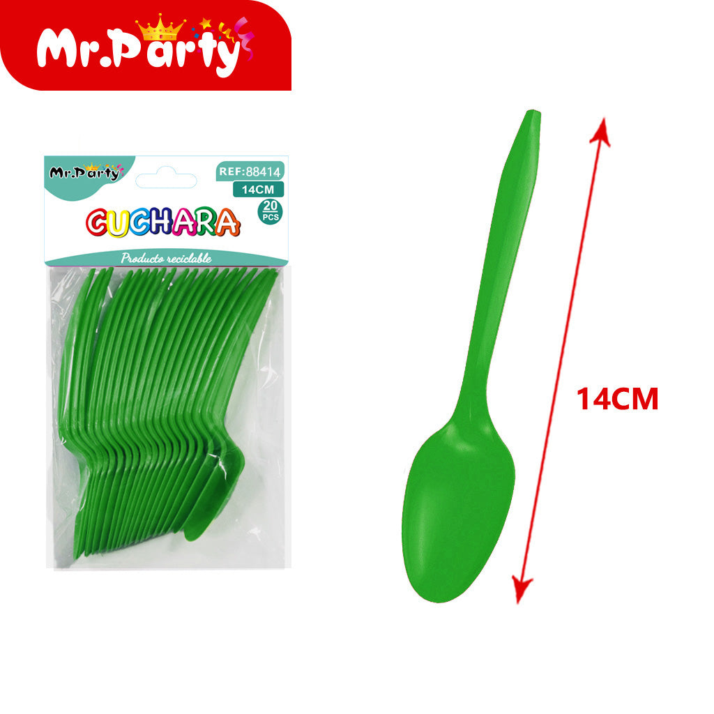 Cucharas de Plástico 14 cm (20 pzas) | Colores para Fiesta- Mayoreo 12 pzas