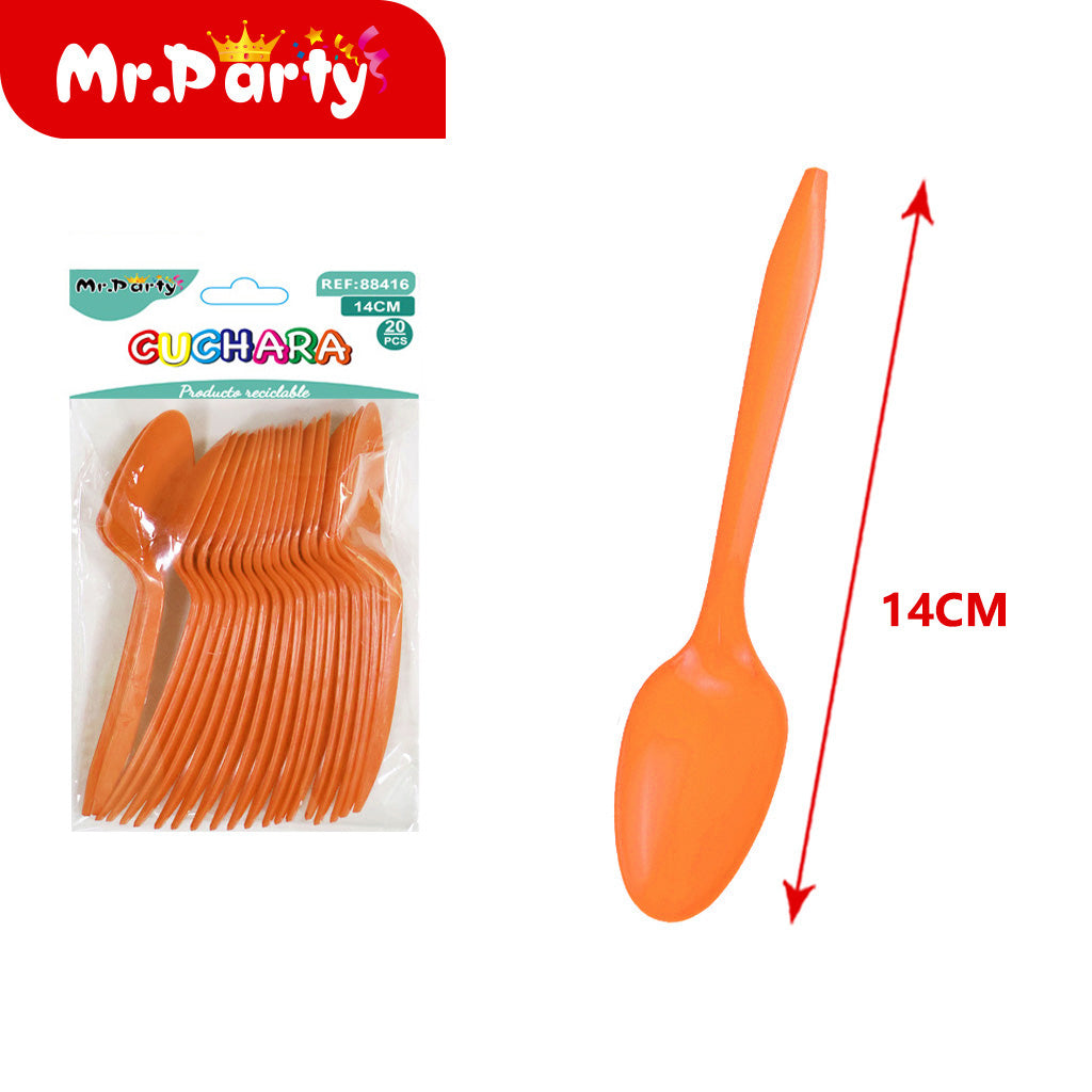 Cucharas de Plástico 14 cm (20 pzas) | Colores para Fiesta- Mayoreo 12 pzas