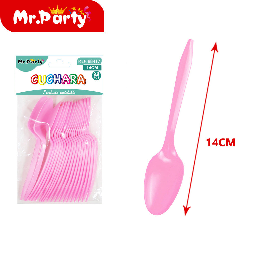 Cucharas de Plástico 14 cm (20 pzas) | Colores para Fiesta- Mayoreo 12 pzas
