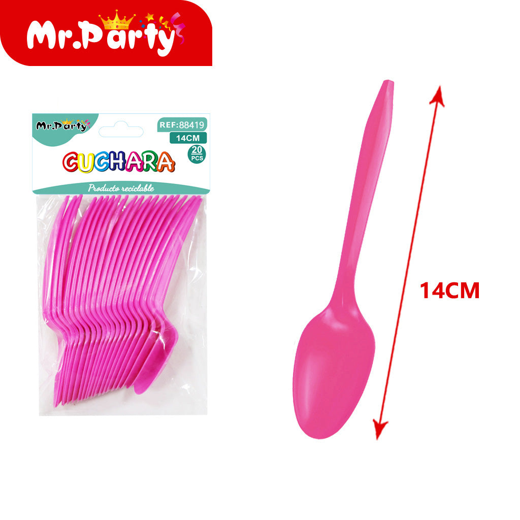 Cucharas de Plástico 14 cm (20 pzas) | Colores para Fiesta- Mayoreo 12 pzas