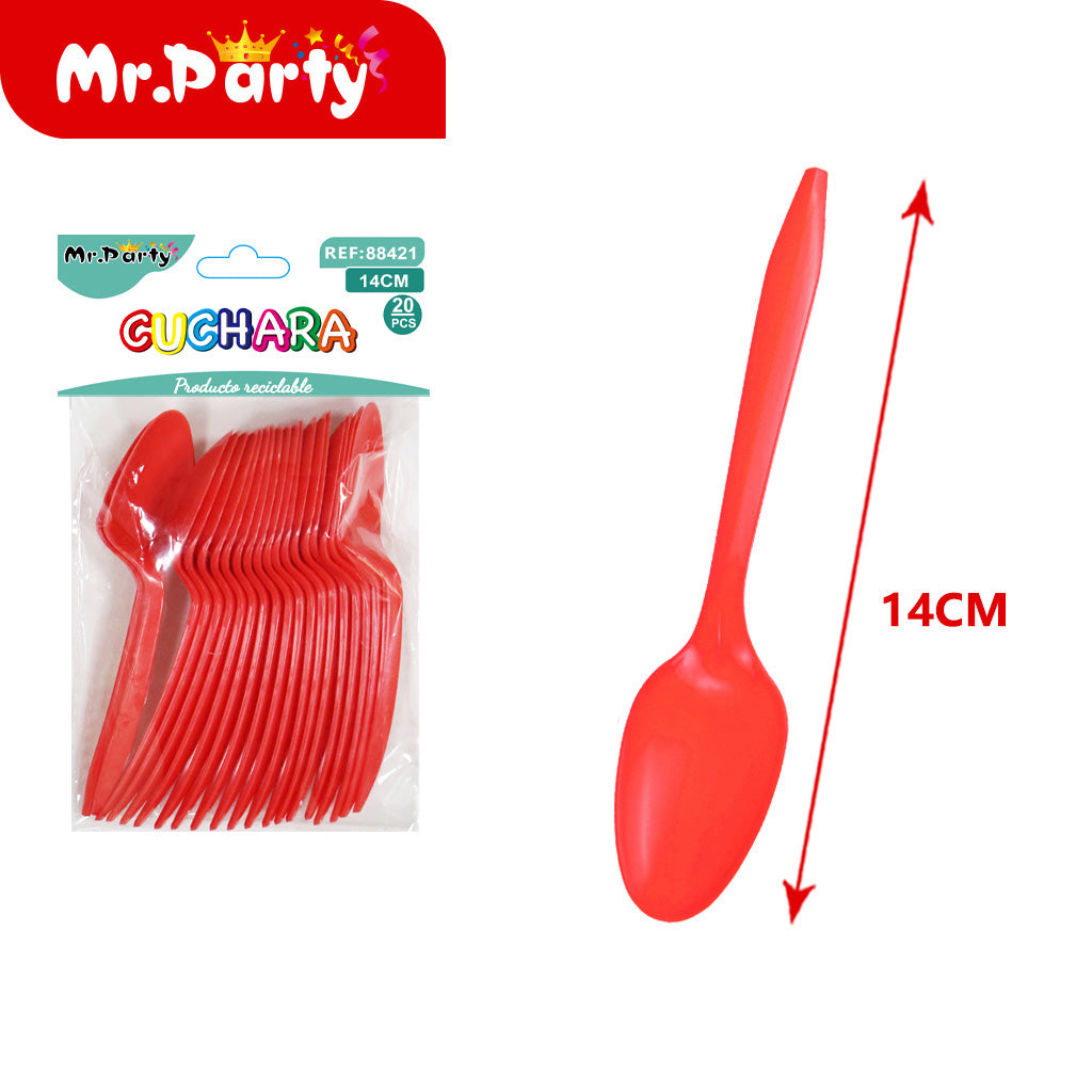 Cucharas de Plástico 14 cm (20 pzas) | Colores para Fiesta