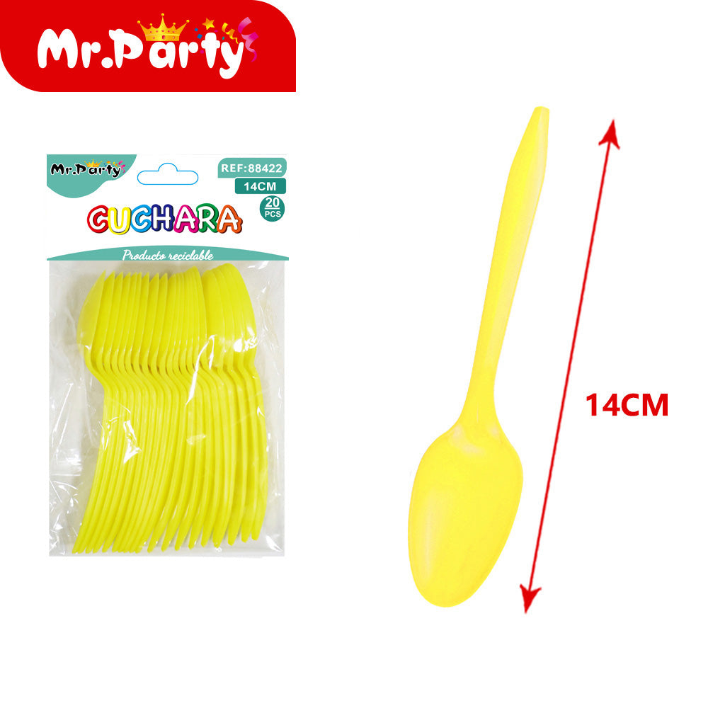 Cucharas de Plástico 14 cm (20 pzas) | Colores para Fiesta