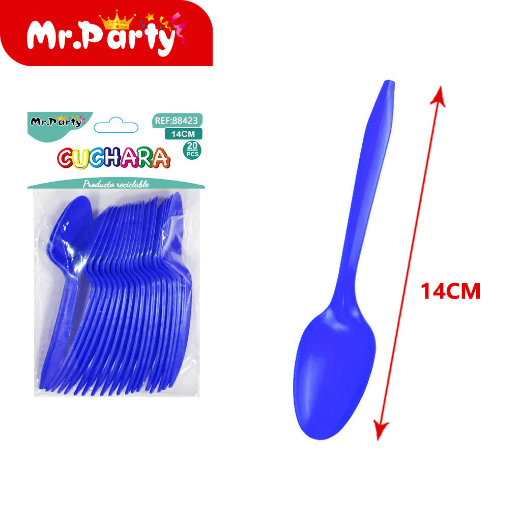 Cucharas de Plástico 14 cm (20 pzas) | Colores para Fiesta- Mayoreo 12 pzas