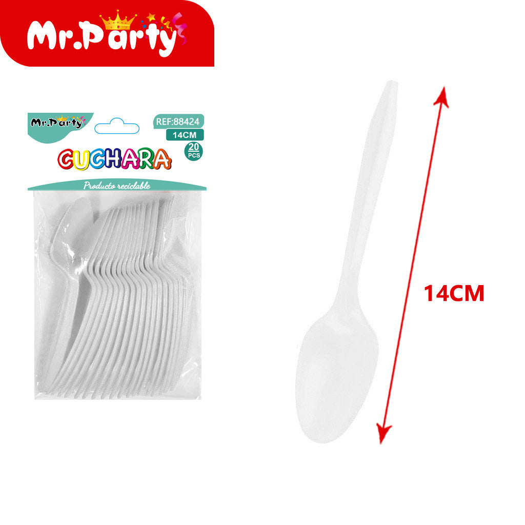 Cucharas de Plástico 14 cm (20 pzas) | Colores para Fiesta