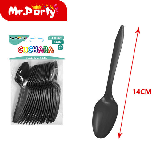 20 cucharas de pp negras 14 cm 23-24 g (12paquetes)