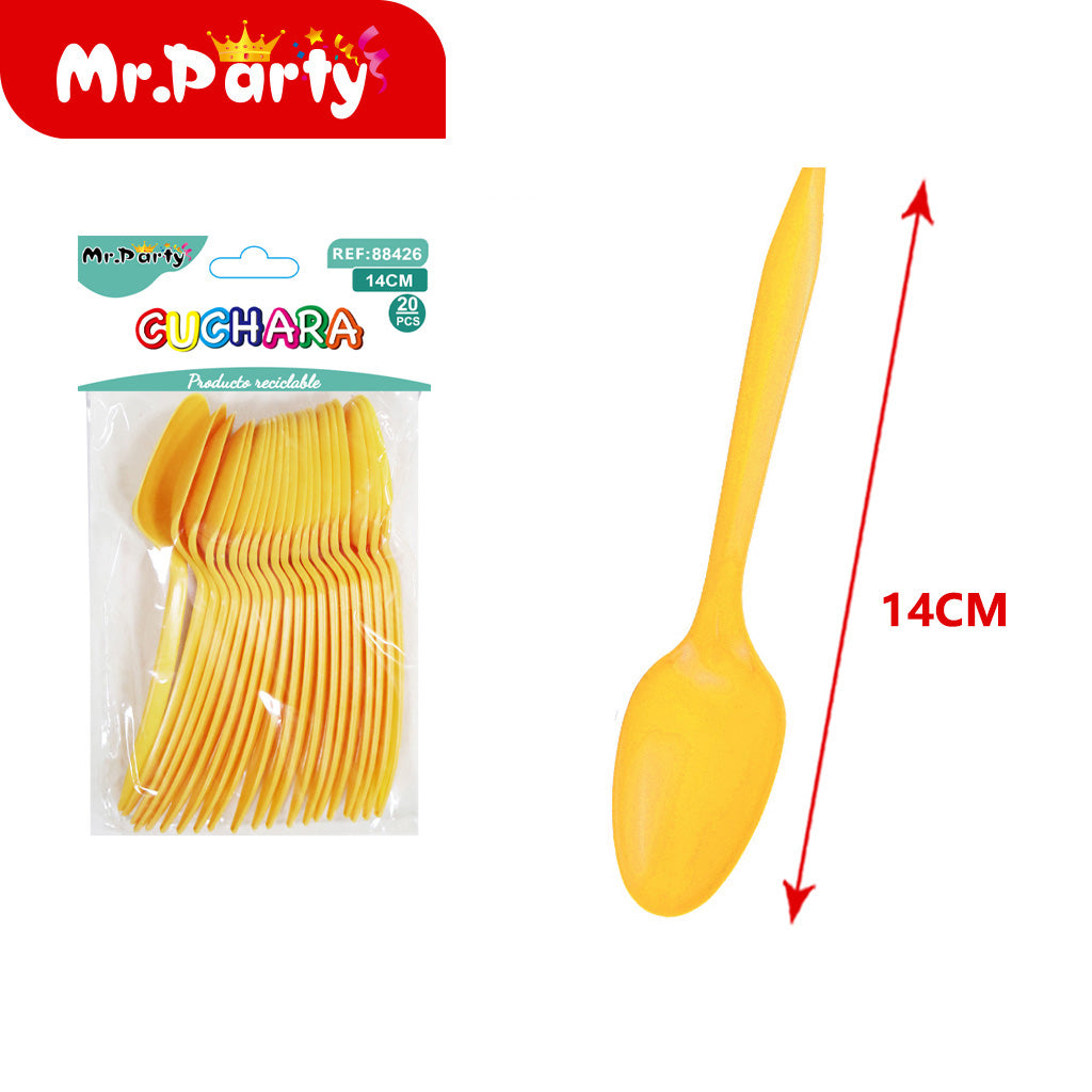 Cucharas de Plástico 14 cm (20 pzas) | Colores para Fiesta
