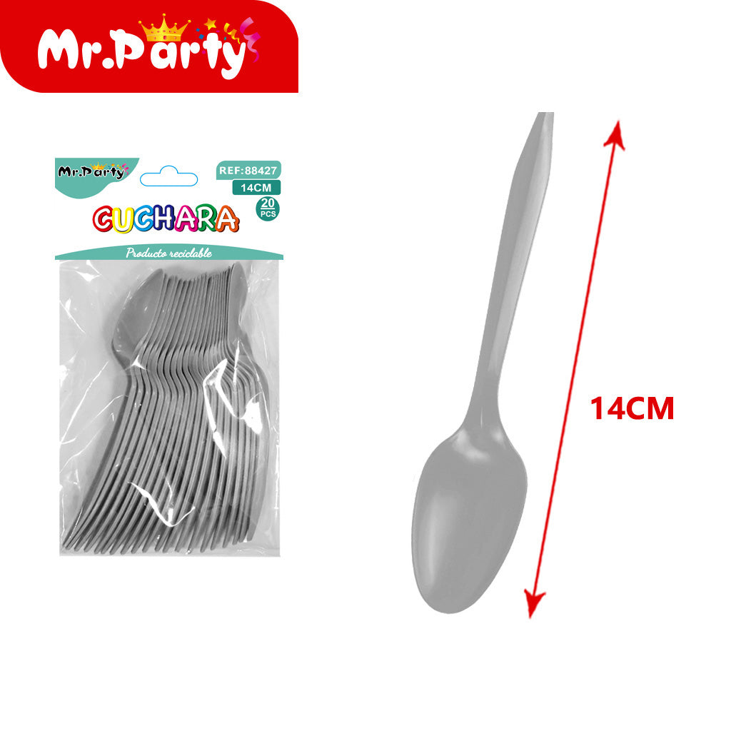 20 cucharas de pp plateadas 14 cm 23-24 g (12paquetes)