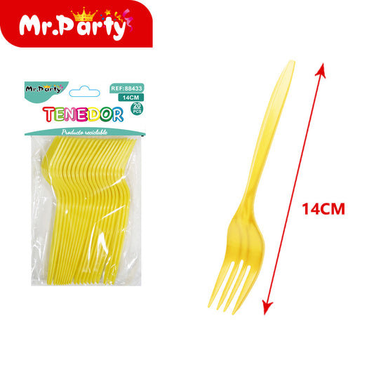 20 tenedores pp amarillos 14 cm 21-22 g (12paquetes)