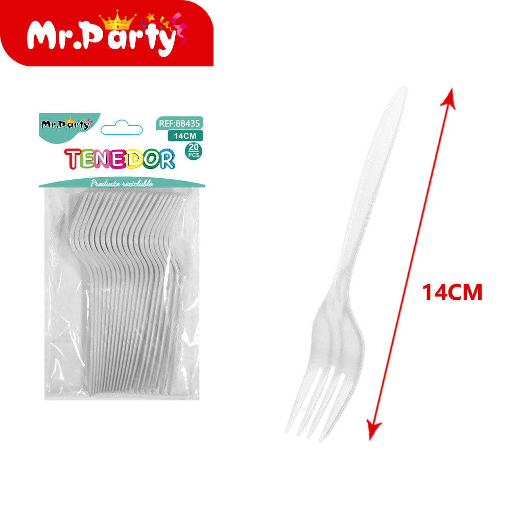 Tenedores Desechables 14cm (20 pzas) | Plástico Resistente | Colores Surtidos para Fiesta