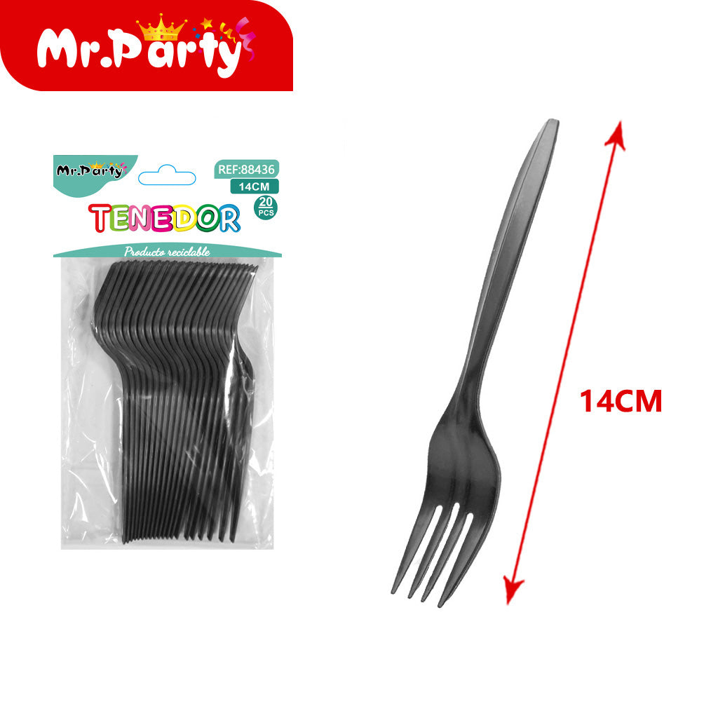 Tenedores Desechables 14cm (20 pzas) | Plástico Resistente | Colores Surtidos para Fiesta