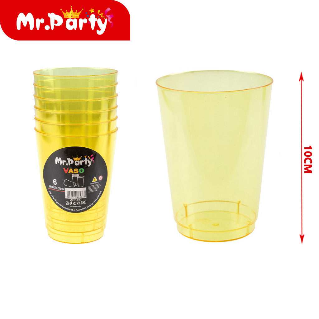 🥤✨ Vasos de Plástico de Colores 10 cm | 6 Piezas para Fiesta y Reuniones 🎉- Mayoreo 12 pzas
