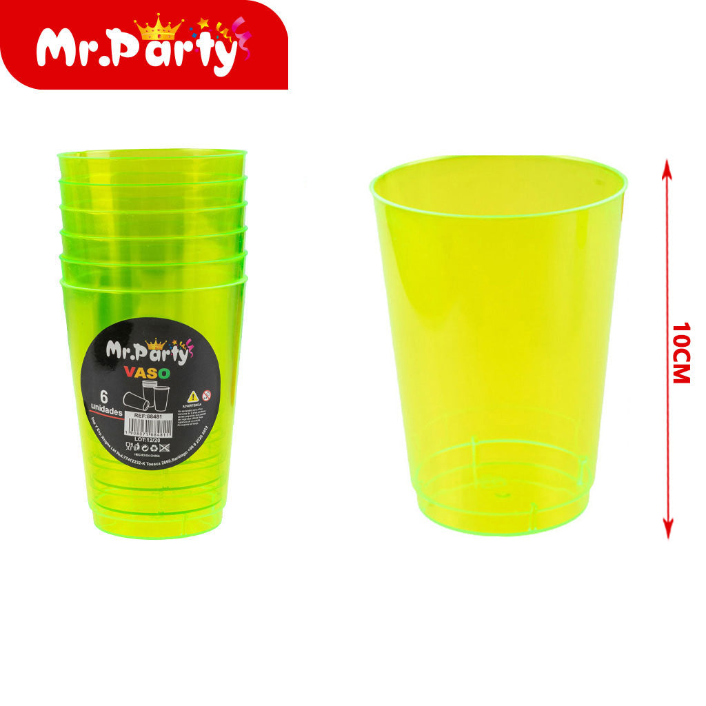 🥤✨ Vasos de Plástico de Colores 10 cm | 6 Piezas para Fiesta y Reuniones 🎉