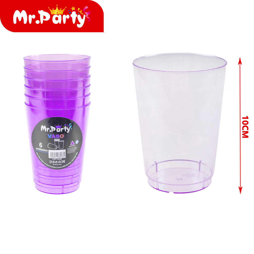 🥤✨ Vasos de Plástico de Colores 10 cm | 6 Piezas para Fiesta y Reuniones 🎉- Mayoreo 12 pzas