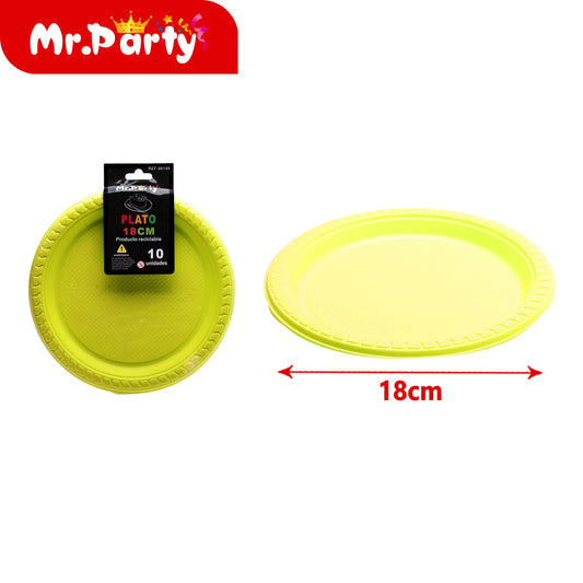 Plato de plástico de 7 pulgadas 10 piezases amarillo (12paquetes)