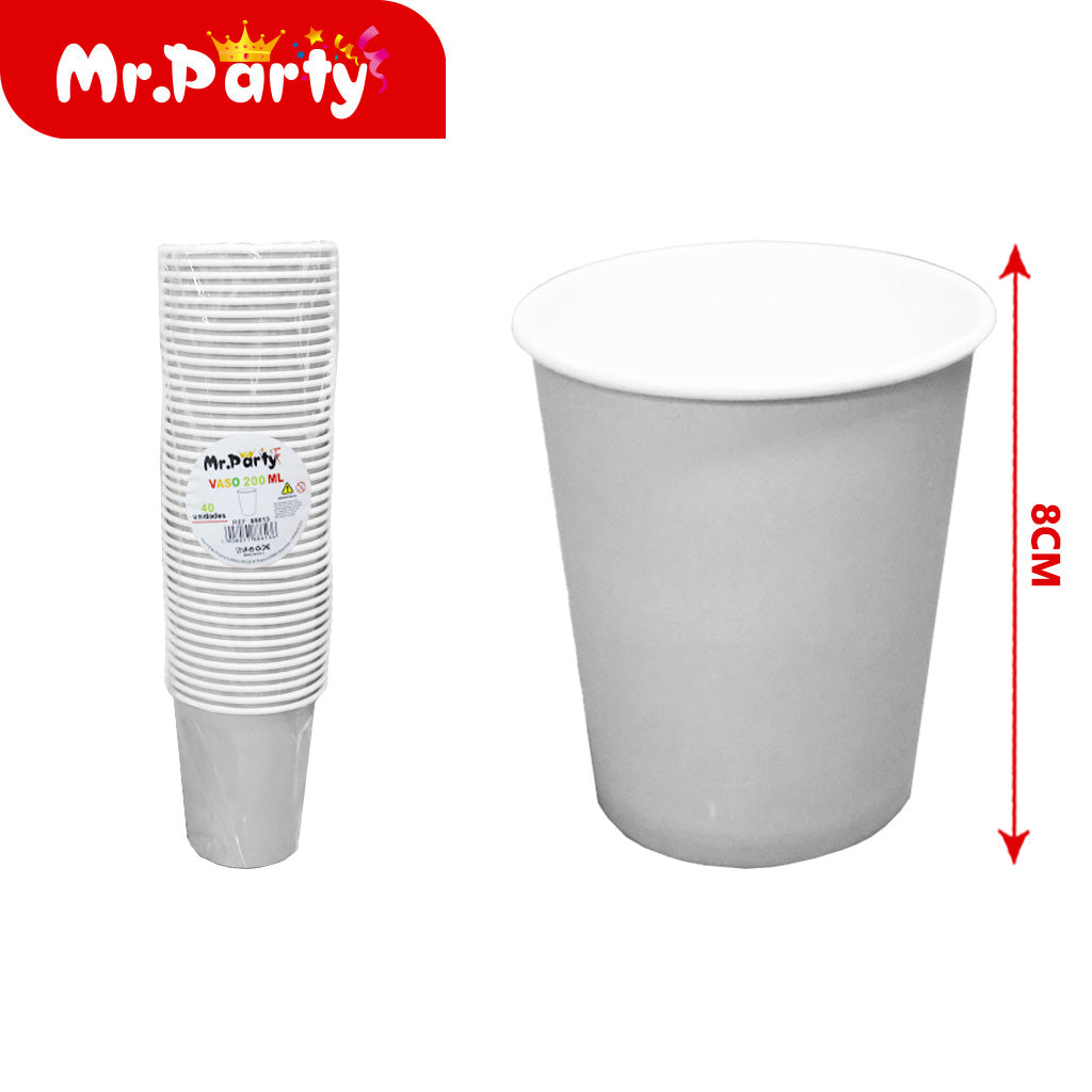 Vasos Desechables 200 ml (Paquete 40 pzas) | Colores Sólidos para Fiesta 🥤✨
