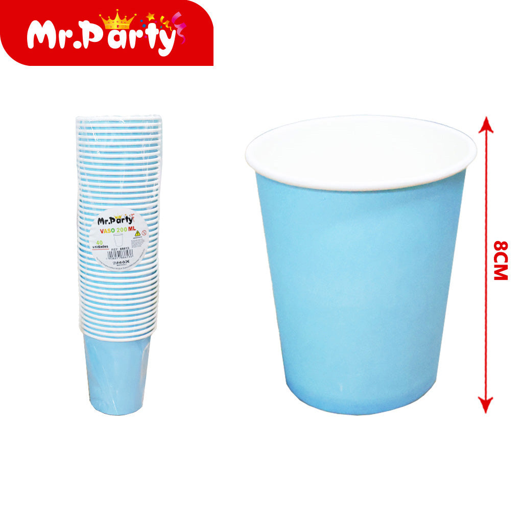 Vasos Desechables 200 ml (Paquete 40 pzas) | Colores Sólidos para Fiesta 🥤✨
