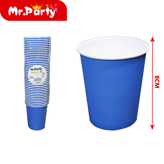 40 vasos de papel azul oscuro de 200 ml (12paquetes)