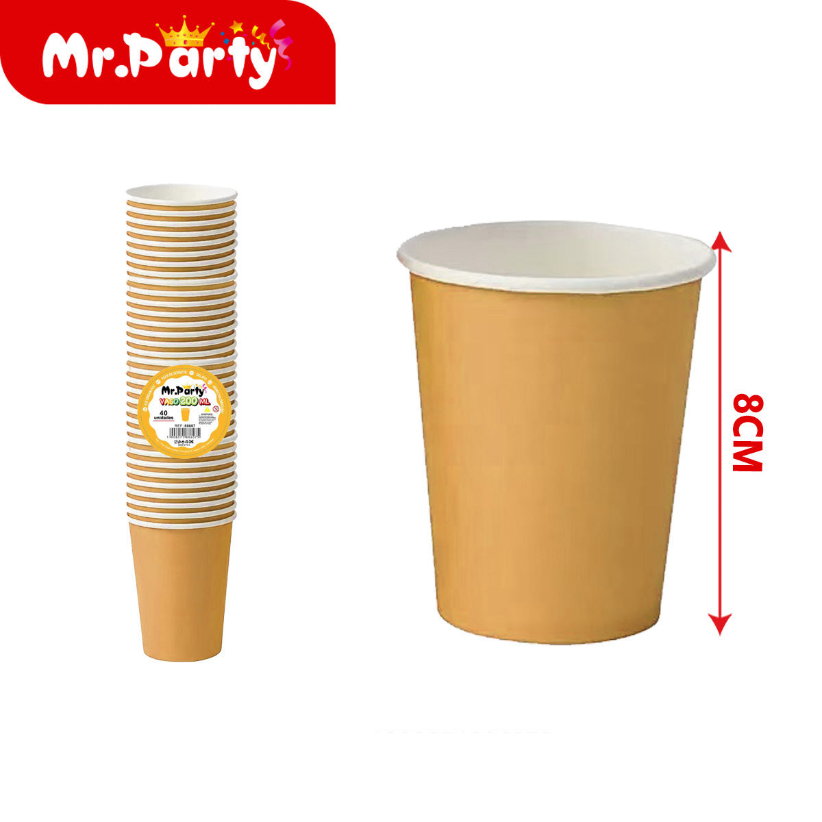 Vasos Desechables 200 ml (Paquete 40 pzas) | Colores Sólidos para Fiesta 🥤✨