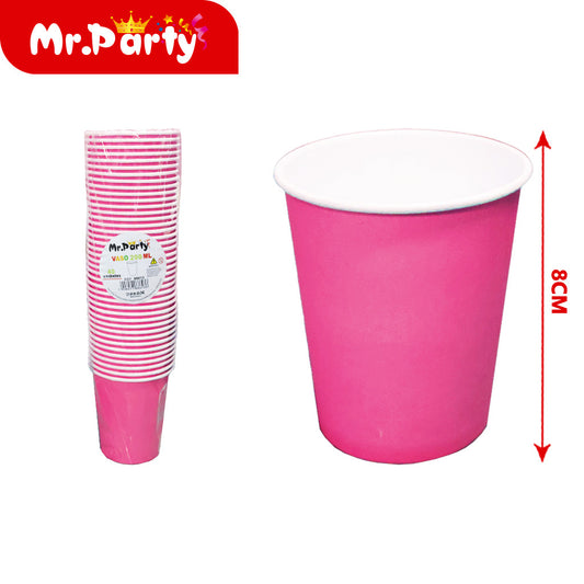 40 vasos de papel rosa rojo de 200 ml (12paquetes)