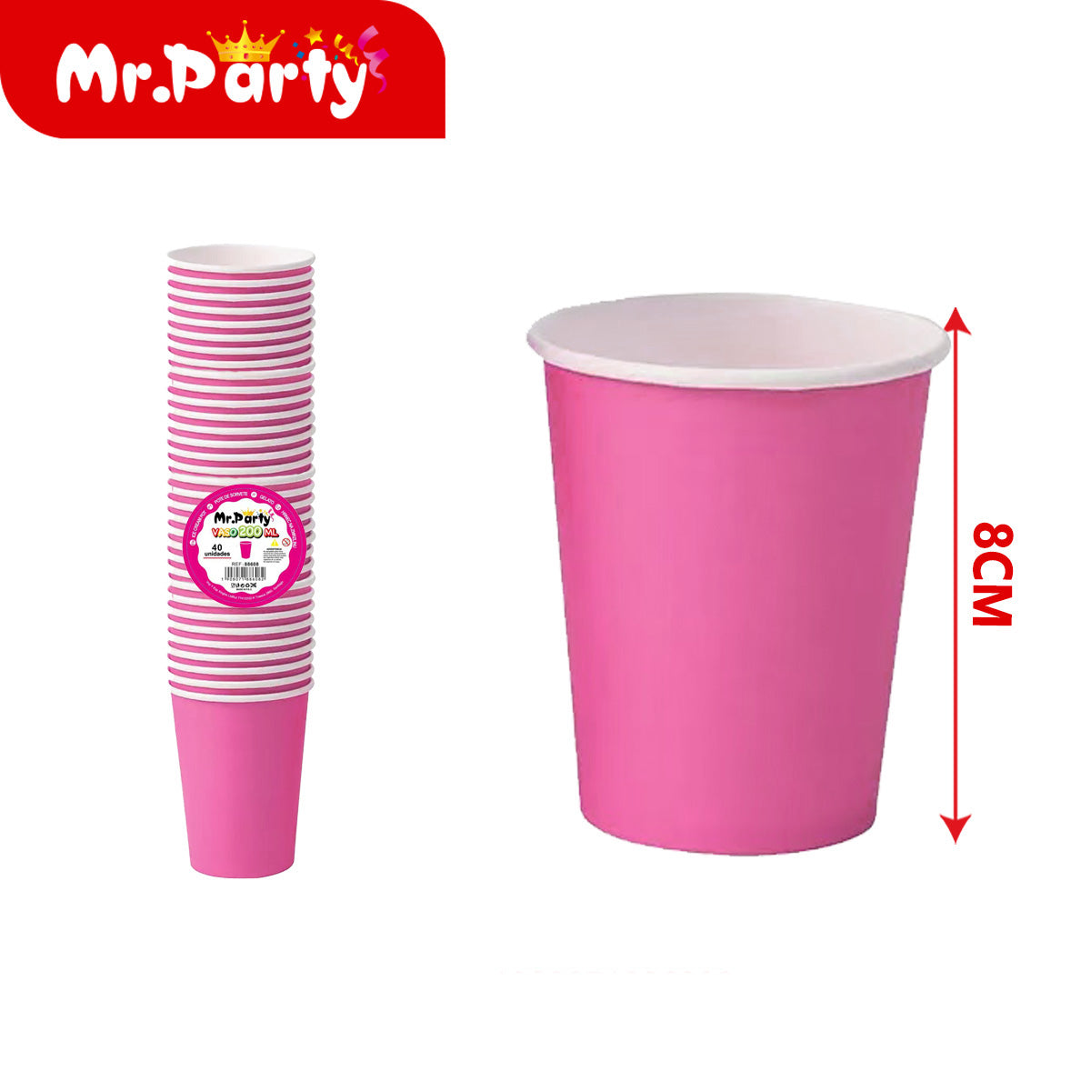 Vasos Desechables 200 ml (Paquete 40 pzas) | Colores Sólidos para Fiesta 🥤✨