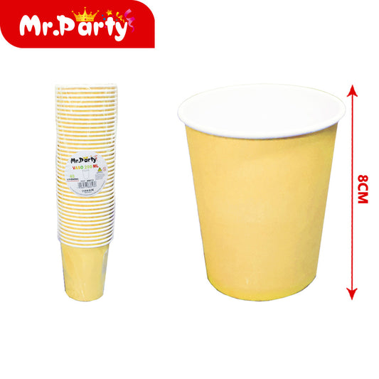 40 vasos de papel amarillos de 200 ml (12paquetes)