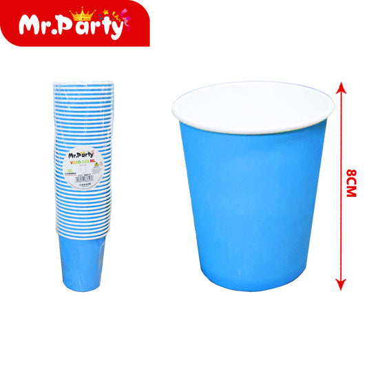 40 vasos de papel azul cielo de 200 ml (12paquetes)