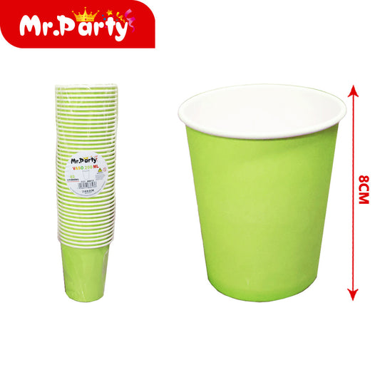 40 vasos de papel de color verde fruta de 200 ml (12paquetes)