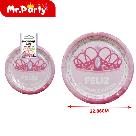Plato redondo de 9 pulgadas/6 piezas 250 g corona rosa (12paquetes)
