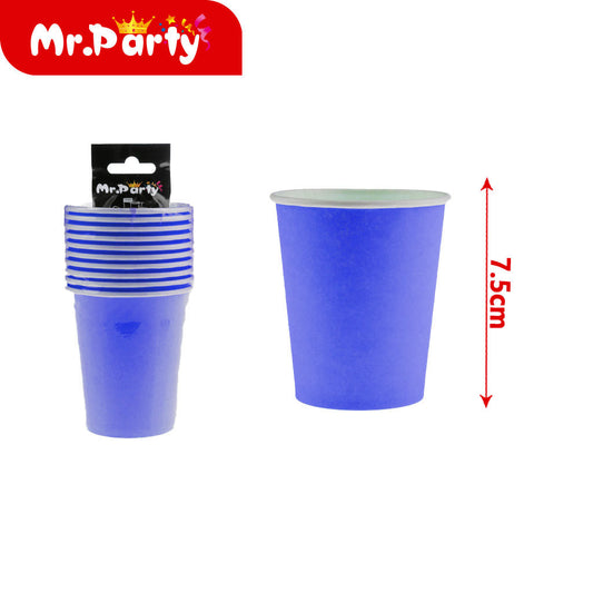 Vasos de papel de color solido 10 piezases azul real (12paquetes)